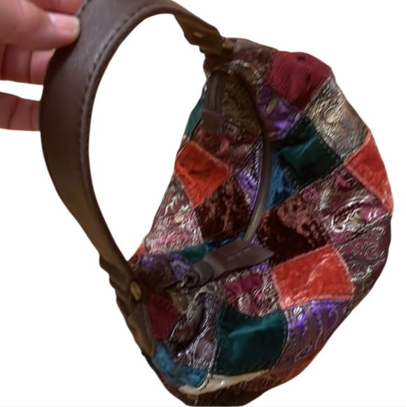 Lucky Brand velvet patchwork quilt hobo bag - Picture 4 of 8